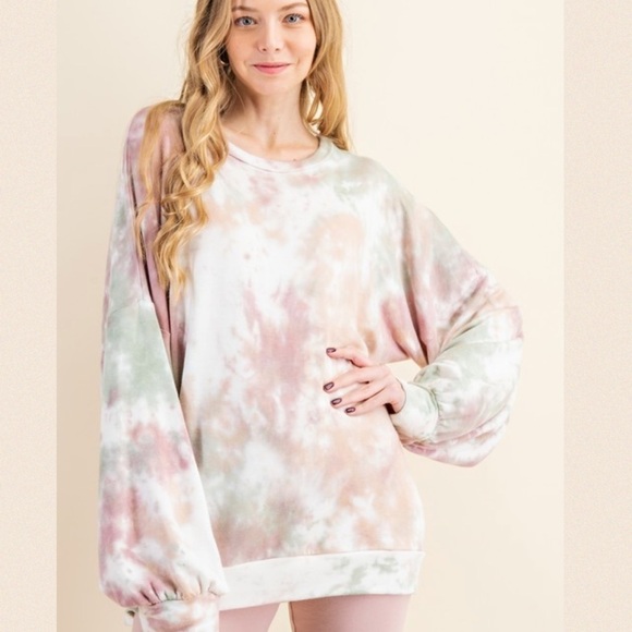Mauve/sage Super Soft Fleece Sweatshirt - Picture 2 of 15